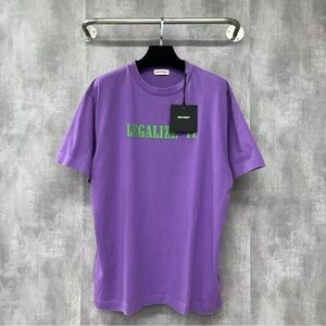 Authentic Palm Angels Purple Tee with Green Text